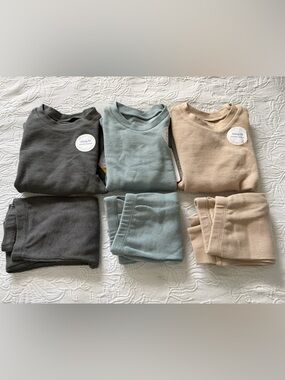 Burt's Bees Men's Thermal Sweater Set in Charcoal, Sage, and Beige